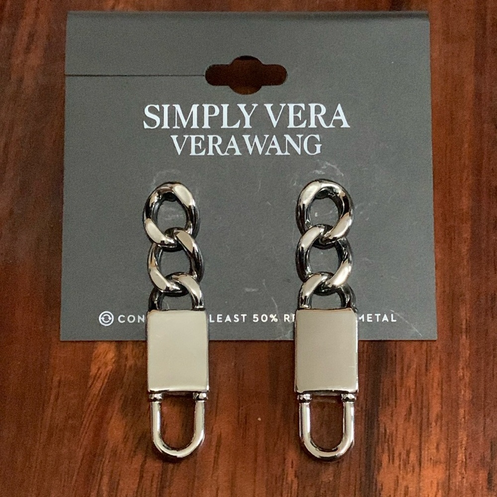 NWT Simply Vera Vera Wang silver tone earrings
